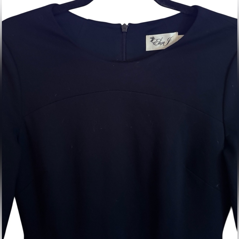 Eliza J Dress Womens 10P Blue Colorblock Fit Flare 3/4 Sleeve Knit Work Office - Picture 3 of 9